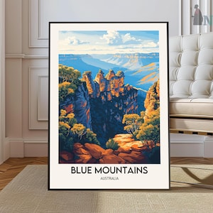 Blue Mountains Poster, Australia Travel Print, Australian Decor, Oceania Travel Poster, Blue Mountains Wall Art, Blue Mountains Gift