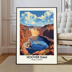 Hoover Dam NV Wall Art, Black Canyon Print, Nevada Watercolor Art, Hoover Dam Gift, Travel Print, Travel Poster, Housewarming Gift