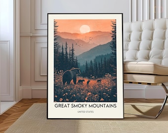 Plakat Great Smoky Mountains, Sztuka ścienna Great Smoky Mountains, Wydruk Great Smoky Mountains, Zdjęcie Great Smoky Mountains