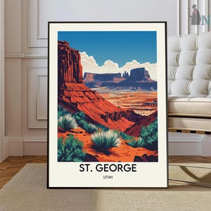 St George Travel Print Wall Art St George Wall Hanging Home Décor St George Gift Art Lovers Utah Art Lover Gift Travel Posters Wall Art