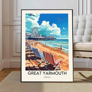 Great Yarmouth Travel Print, Travel Poster of Great Yarmouth , Norfolk Gift, England, Norfolk Art, Great Yarmouth Gift, Wall Art Print