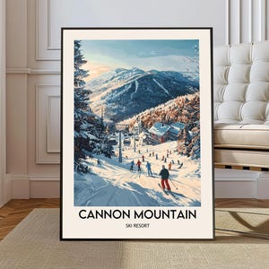 Póster de la estación de esquí de Cannon Mountain, arte mural de la estación de esquí de Cannon Mountain, impresión de la estación de esquí de Cannon Mountain, póster del estado de Franconia Notch