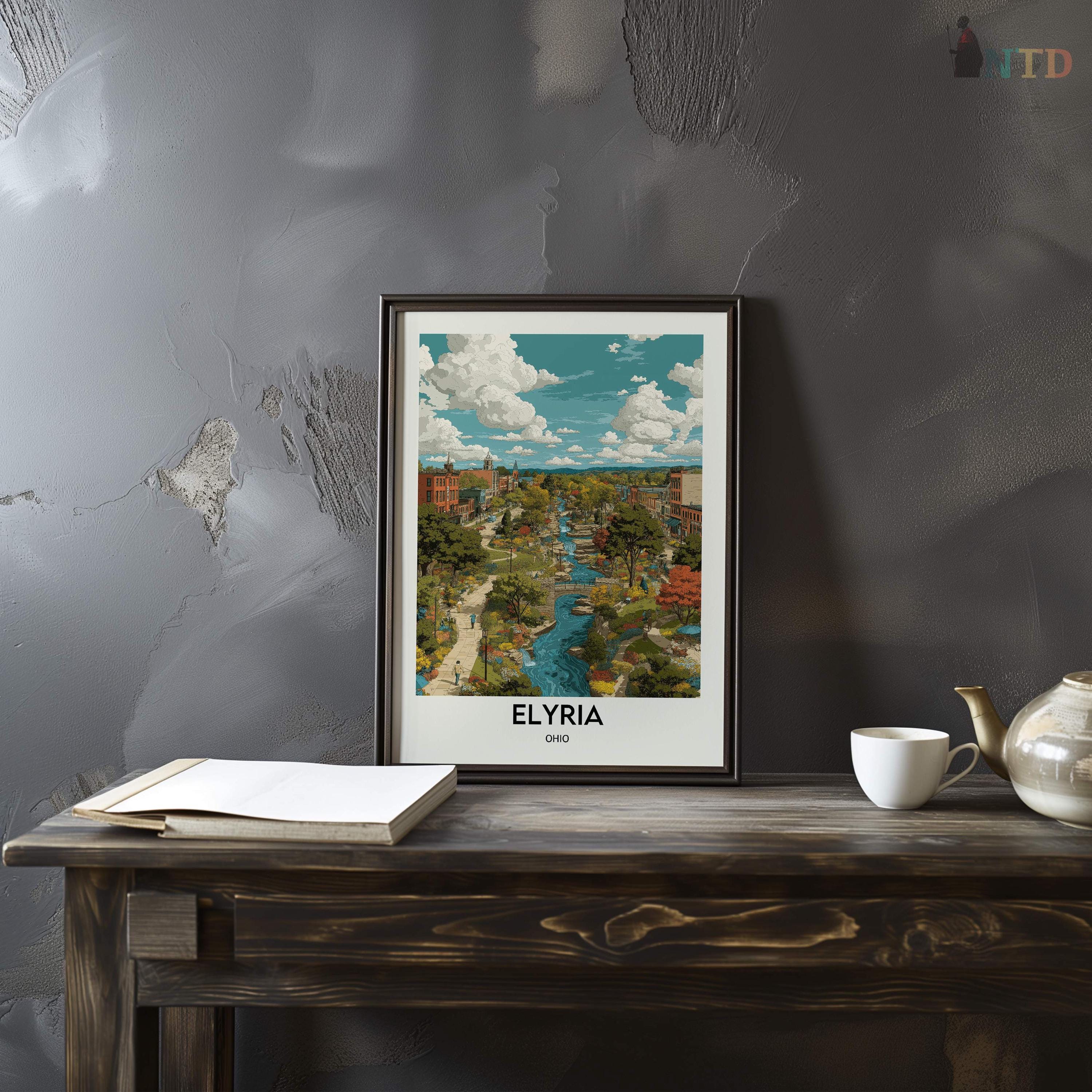 アートポスターNO.8(16650) Elyria Ohio Poster Print Lorain County Wall Art Black River City
