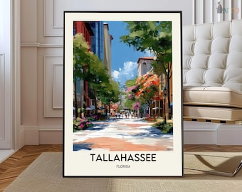 Tallahassee Travel Poster, Tallahassee Wall Art, Tallahassee Poster Print, Tallahassee Photo, Tallahassee Decor, Florida, USA