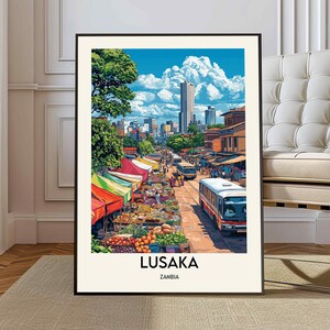 Lusaka poster, Lusaka Wall Art, Lusaka Print, Lusaka Photo, Lusaka Poster Print, Lusaka Travel Poster, Lusaka Zambia, Lusaka city poster