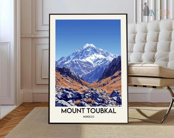 Póster del Monte Toubkal, Arte mural del Monte Toubkal, Impresión del Monte Toubkal, Foto del Monte Toubkal, Impresión de póster del Monte Toubkal, Monte Toubkal, Marruecos