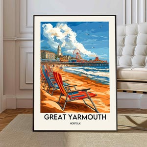 Great Yarmouth Travel Print, Travel Poster of Great Yarmouth , Norfolk Gift, England, Norfolk Art, Great Yarmouth Gift, Wall Art Print