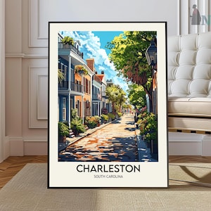 Charleston-afdruk, Charleston-poster, Charleston-kunstwerk, Charleston-kunstafdruk, Charleston-kunst aan de muur, Charleston Travel, Charleston Photo