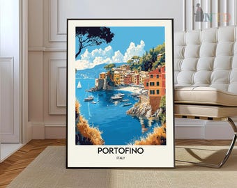 Portofino-afdruk, Portofino-muurkunst, Portofino-poster, Portofino-foto, Portofino-posterafdruk, Italiaanse Rivièra Portofino, Portofino, Italië