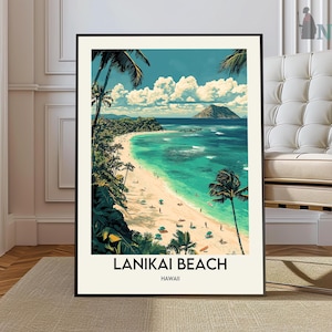 Lanikai Beach Travel Print Wall Art Lanikai Beach Wall Hanging Home Décor Lanikai Beach Gift Art Lovers Hawaii Art Lover Gift Print Artwork