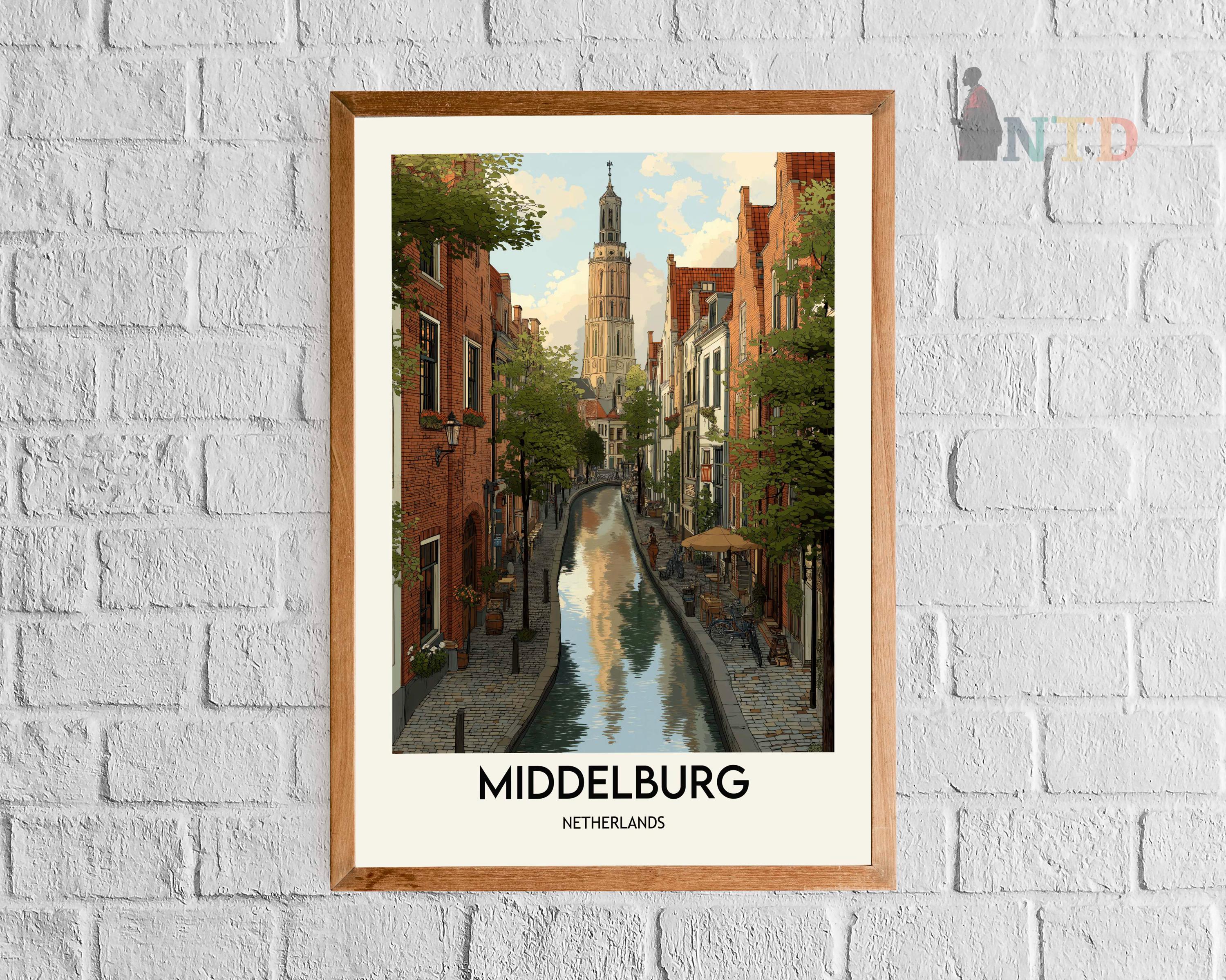 Middelburg Netherlands Poster Print, Historic Zeeland City Wall