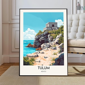 Tulum Poster, Tulum Travel Print, Tropical Decor, Botanical Print, South American Travel Poster, Latin American Decor, Tulum Gift