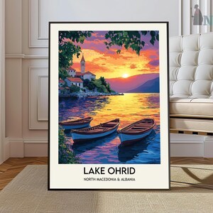 Impresión del lago Orhid, arte mural del lago Orhid, póster del lago Orhid, foto del lago Orhid, impresión del póster del lago Orhid, póster de viaje del lago Orhid