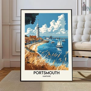 Portsmouth Poster, UK Travel Poster, Coastal Wall Art, British Decor, UK Home Decor, Portsmouth Wall Art, Portsmouth Travel Print, UK Print