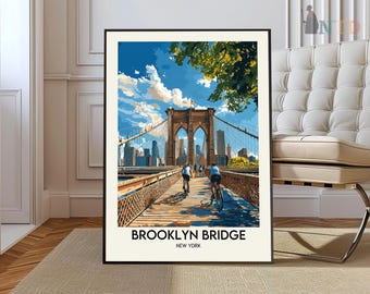 Impresión del puente de Brooklyn, arte mural del puente de Brooklyn, póster del puente de Brooklyn, foto del puente de Brooklyn, póster de la ciudad de Nueva York, puente de Brooklyn, NY