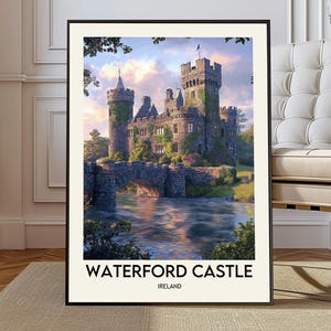 Waterford Castle print, Waterford Castle poster, Waterford Castle wall art, Waterford Castle decor, Ireland castle artwork, Waterford gift