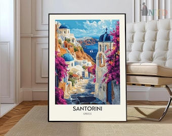 Santorini Print, Santorini Poster, Santorini Wall Art, Santorini Art Print, Greece Poster, Greece Travel Poster, Santorini Travel Poster