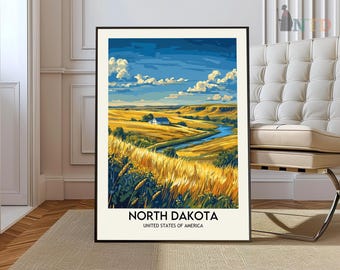 Poster del Dakota del Nord, Arte murale del Dakota del Nord, Stampa del Dakota del Nord, Foto del Dakota del Nord, Stampa poster del Dakota del Nord, Poster turistico del Dakota del Nord