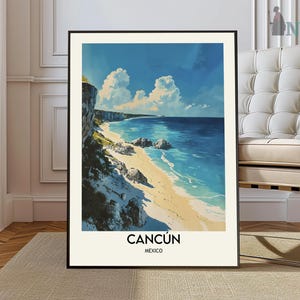 Cancun Travel Poster, Cancun City Travel Poster Print, Cancun Travel Poster Wall Art, Cancun México, La capital, Coast Travel Poster