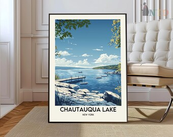 Chautauqua Lake Travel Print Wall Art, Chautauqua Lake - New York City Print, Chautauqua Lake Travel Gift, Chautauqua Lake City Poster