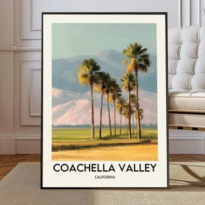 Coachella Valley Poster Druck Kalifornien Wand Kunst Wüste Tal Dekor USA Reise Illustration Geschenk