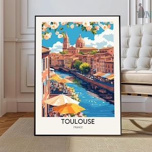 Affiche de Toulouse, impression de voyage en France, décoration française, affiche de voyage en Europe, art mural européen, cadeau Toulouse, affiche de voyage de Toulouse