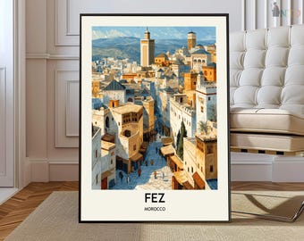 Fez poster, Fez Wall Art, Fez Print, Fez Photo, Fez Poster Print, Fez Travel, Fez Map, Fez Landmark, Fez Culture Poster, Fez Morocco art