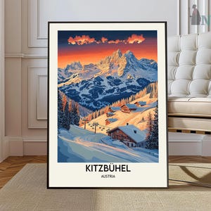 Kitzbuhel Austria Travel Poster: Skiing Wall Art