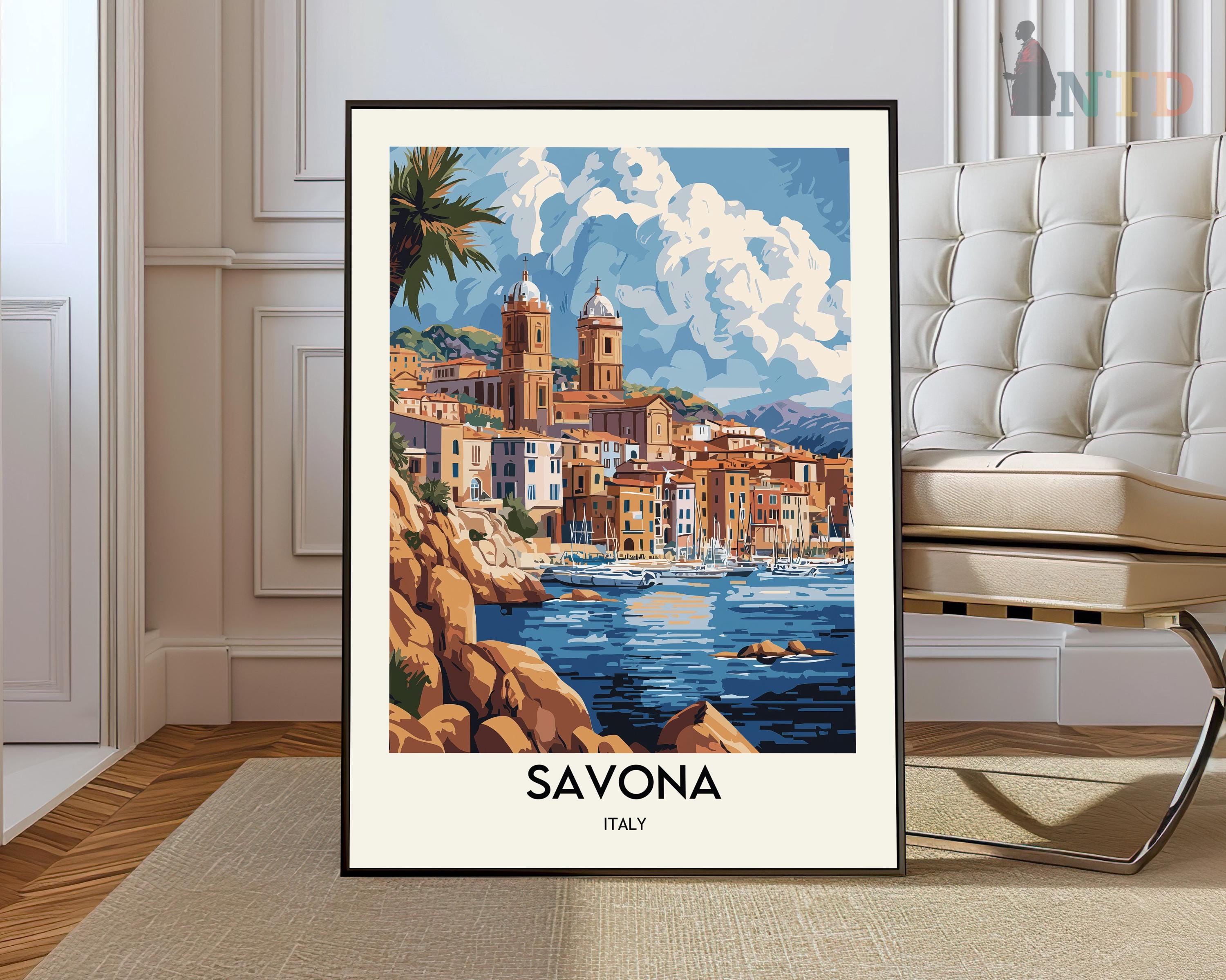 Savona Italy Travel Poster: Ligurian Coast City Print - Etsy