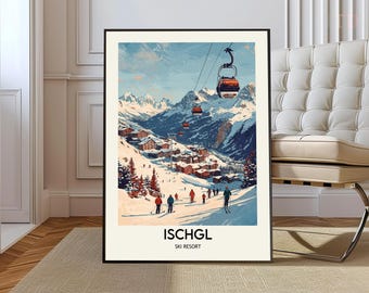 Cartel de la estación de esquí de Ischgl, arte de la pared de la estación de esquí de Ischgl, impresión de la estación de esquí de Ischgl, foto de la estación de esquí de Ischgl, impresión del cartel de la estación de esquí de Ischgl
