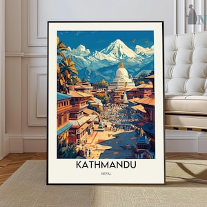 Kathmandu poster, Kathmandu kunst aan de muur, Kathmandu print, Kathmandu foto, Kathmandu poster print, Kathmandu stad poster, Nepal reisposter