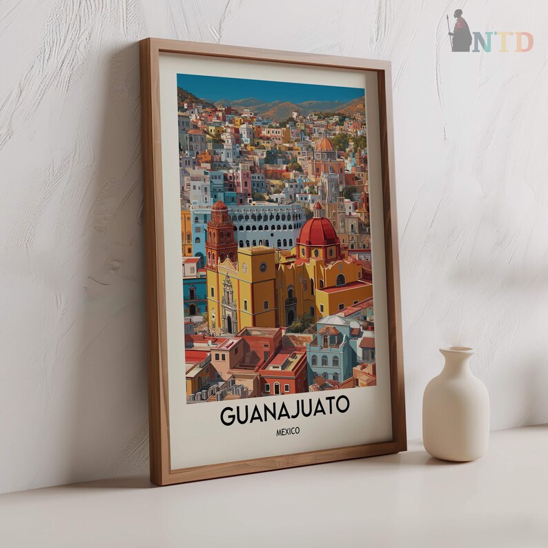 Guanajuato Mexiko Poster Druck | Bunte Koloniale Stadt Wandkunst | Historische Altstadt Strasse Illustration | Reise-Dekor-Geschenk Bild 8
