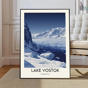 Póster del lago Vostok, arte mural del lago Vostok, impresión del lago Vostok, foto del lago Vostok, impresión de póster del lago Vostok, póster de viaje del lago Vostok