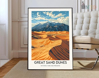 Great Sand Dunes Nationalpark, USA, Poster, Kunst, Digital Download, Reise Kunst, Wand Dekoration, Geschenk für Sie, Geschenk für Ihn