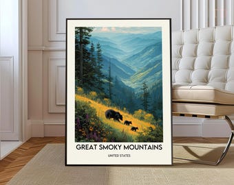 Plakat Great Smoky Mountains, Sztuka ścienna Great Smoky Mountains, Wydruk Great Smoky Mountains, Zdjęcie Great Smoky Mountains