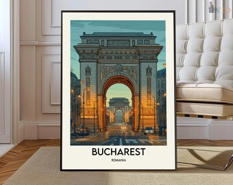 Bucharest Poster Print Romania Wall Art Eastern Europe City Decor Europe Travel Illustration Gift