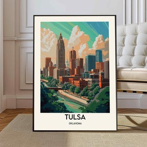 Tulsa poster, Tulsa Wall Art, Tulsa Print, Tulsa Photo, Tulsa Poster Print, Tulsa Travel Poster, Tulsa city, Tulsa Oklahoma, Arkansas River