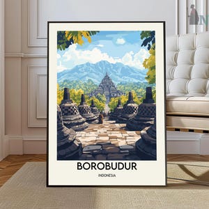 Borobudur-templet Poster: Indonesiens resefotografi, Java-väggkonst