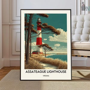 Assateague Lighthouse poster, Assateague Lighthouse Wall Art, Assateague Lighthouse Print, Assateague Lighthouse Virginia poster
