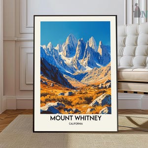 Impresión del monte Whitney, arte mural del monte Whitney, póster del monte Whitney, fotografía del monte Whitney, póster del monte Whitney en California