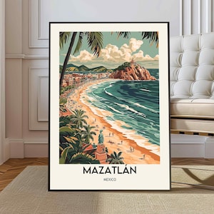 Impresión de Mazatlán, Cartel vintage, Arte de Mazatlán, Cartel de Mazatlán, Foto de Mazatlán, Impresión de cartel de Mazatlán, Cartel de México, Regalo de viaje