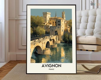 Avignon Poster Druck Provence Frankreich Wand Kunst Mittelalterliche Stadt Dekor Europa Reise Illustration Geschenk