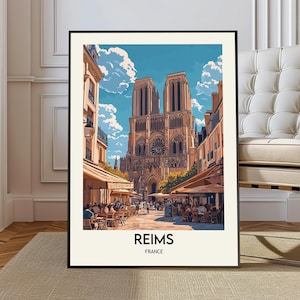 Póster de Reims, Arte mural de Reims, Impresión de Reims, Foto de Reims, Impresión de póster de Reims, Viajes a Reims, Ciudad de Reims, Mapa de Reims, Reims, Francia