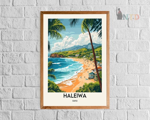 Haleiwa Hawaii Poster, North Shore Oahu Print, Haleiwa Travel