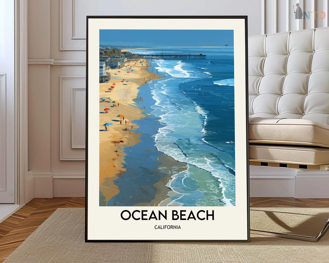Ocean Beach San Diego Poster Print, California Coast Wall Art, Pacific ...