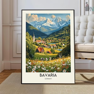 Bavarian Alps Poster, Germany Travel Print, German Decor, Europe Travel Poster, European Wall Art, Bavarian Alps Travel Poster