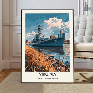 Impression de Virginie, art mural de Virginie, affiche de Virginie, photo de Virginie, impression d'affiche d'état de Virginie, Virginia Beach, montagnes Blue Ridge