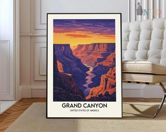 Impressão do Grand Canyon, pôster do Grand Canyon, arte do Grand Canyon, arte de parede do Grand Canyon, parque nacional do Grand Canyon, parque nacional