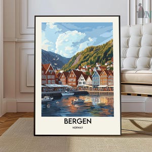 Pôster de Bergen, Arte de parede de Bergen, Impressão de Bergen, Foto de Bergen, Impressão de pôster de Bergen, Pôster de viagem de Bergen, Bergen, Noruega, pôster da Noruega