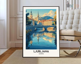 Stampa di Lubiana, Arte della parete di Lubiana, Poster di Lubiana, Foto di Lubiana, Stampa di poster di Lubiana, Poster di viaggio di Lubiana, Lubiana Slovenia